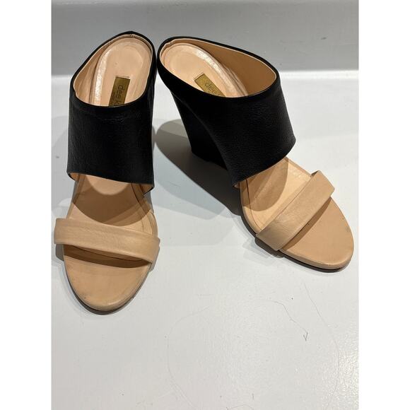 DEE KELLER Willow Leather Neutral Black Slip On Wedge 39 8.5US - Picture 1 of 8